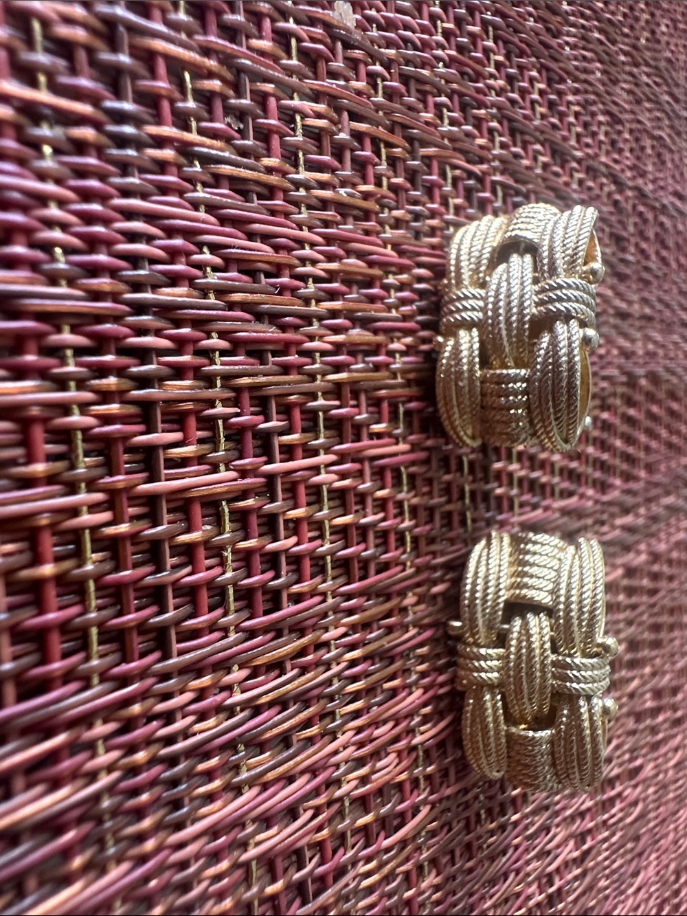 Gold Tone Woven Clip-On Earrings